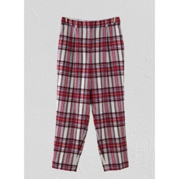 J.CREW Nello Gori Italy Wool Fully Lined Plaid Pants Size 2P - Picture 1 of 9